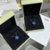 [Eternal Jewelry]CLOVER 15MM DIAMOND AND BLUE AGATE NECKLACE