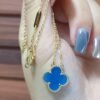 [Eternal Jewelry]CLOVER 15MM BLUE AGATE NECKLACE