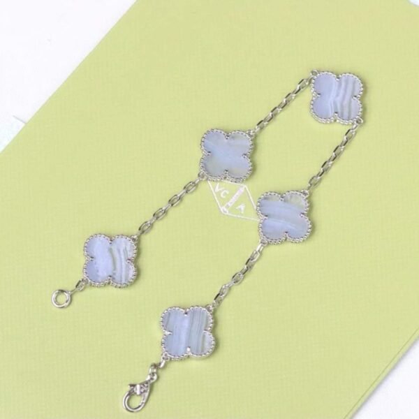 [Eternal Jewelry]CLOVER  5 MOTIF PURPLE CHALCEDONY BRACELET SILVER