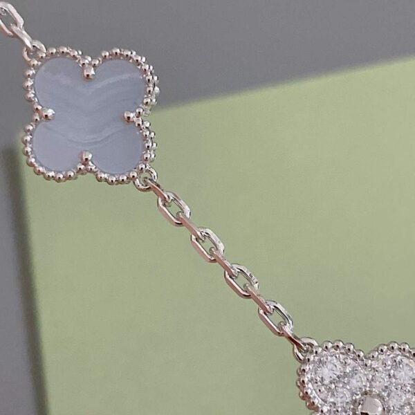[Eternal Jewelry]CLOVER  5 MOTIF DIAMOND PURPLE CHALCEDONY BRACELET SILVER