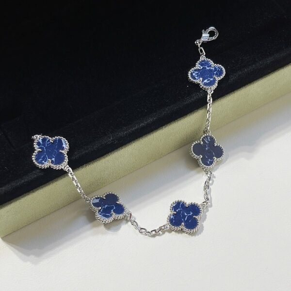 [Eternal Jewelry]CLOVER 5 MOTIF PIETERSITE SILVER BRACELET