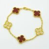 [Eternal Jewelry]CLOVER 5 MOTIFS CARNELIAN DIAMOND BRACELET