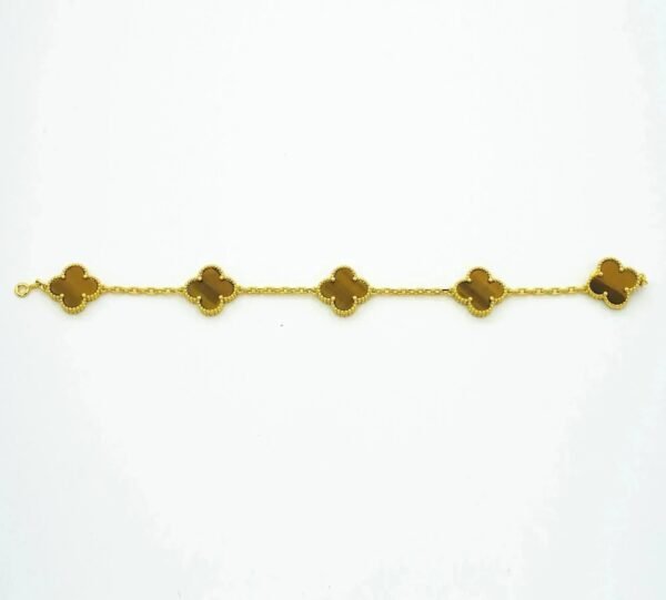 [Eternal Jewelry]CLOVER  5 MOTIFS TIGER EYE BRACELET