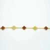 [Eternal Jewelry]CLOVER 5 MOTIFS CARNELIAN DIAMOND BRACELET