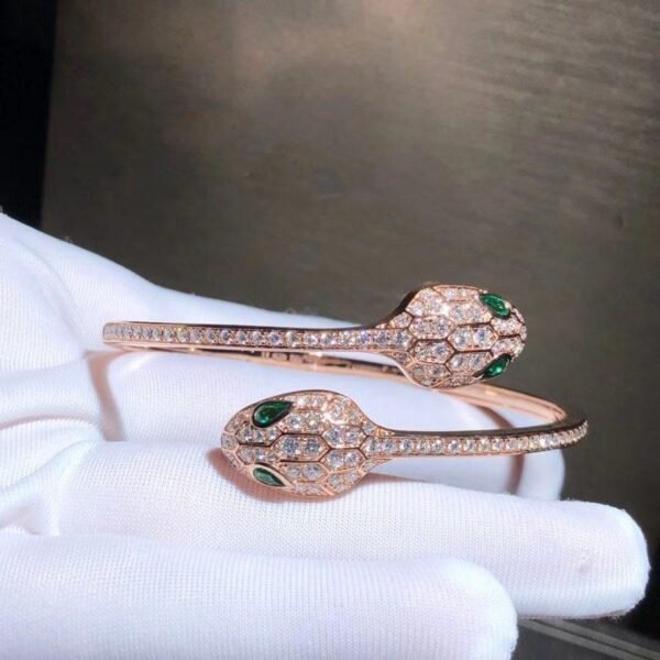 [Eternal Jewelry]SERPENTI BRACELET PINK GOLD MALACHITE DIAMOND DOUBLE SNAKE