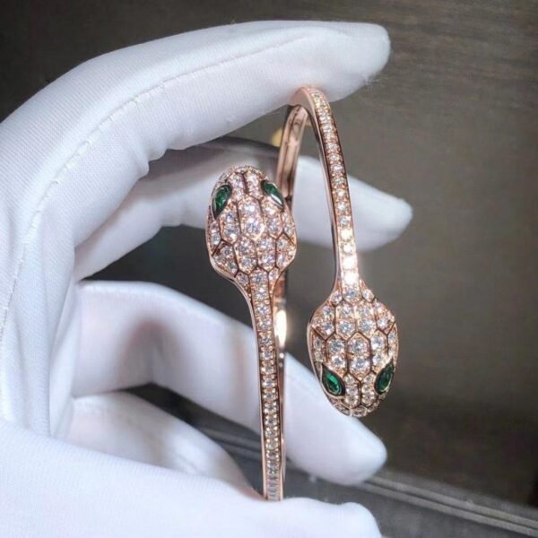 [Eternal Jewelry]SERPENTI BRACELET PINK GOLD MALACHITE DIAMOND DOUBLE SNAKE