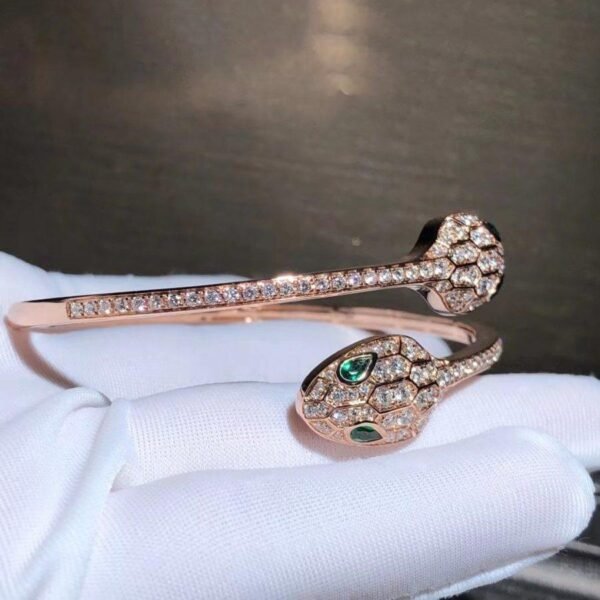 [Eternal Jewelry]SERPENTI BRACELET PINK GOLD MALACHITE DIAMOND DOUBLE SNAKE