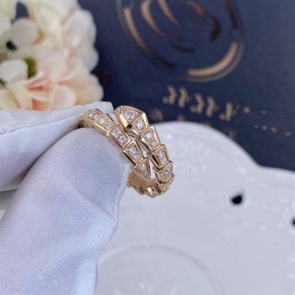 [Eternal Jewelry]SERPENTI RING PINK GOLD DIAMOND PAVED 4MM