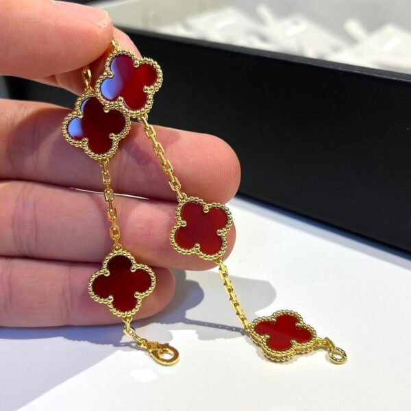 [Eternal Jewelry]CLOVER 5 MOTIFS RED AGATE  BRACELET