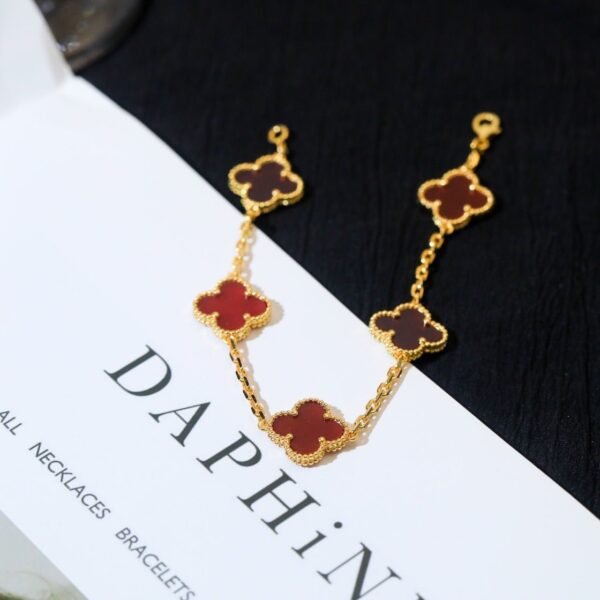 [Eternal Jewelry]CLOVER 5 MOTIFS RED AGATE  BRACELET