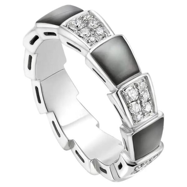 [Eternal Jewelry]SERPENTI RING SILVER DIAMOND BLACK MOP 4MM