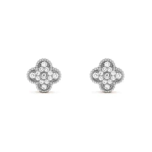[Eternal Jewelry]CLOVER 1 MOTIFS DIAMOND STUD EARRINGS SILVER