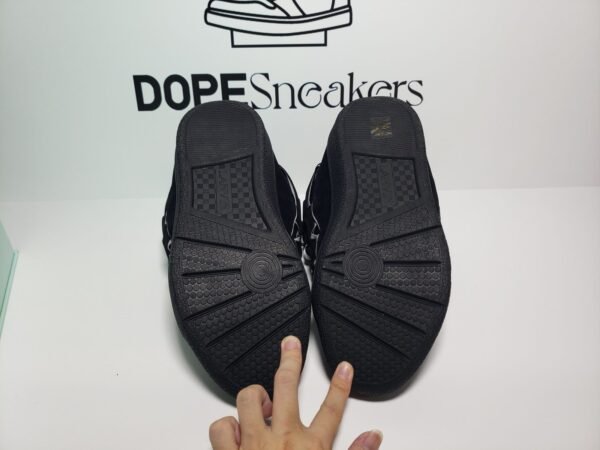 Lanvin Leather Curb Triple Black Sliver