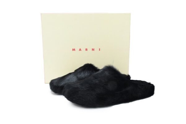 Marni Long-hair Calfskin Fussbett Sabot Black SBMR000600P412200N99