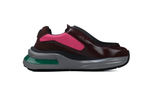 Prada Brushed Leather Black Wine Red
