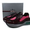 Prada Brushed Leather Black Wine Red