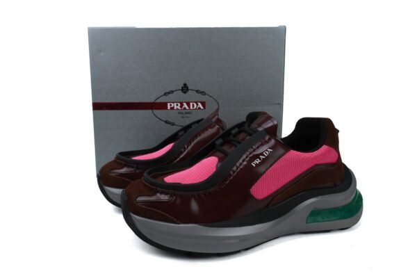 Prada Brushed Leather Black Wine Red