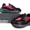 Prada Brushed Leather Black Wine Red