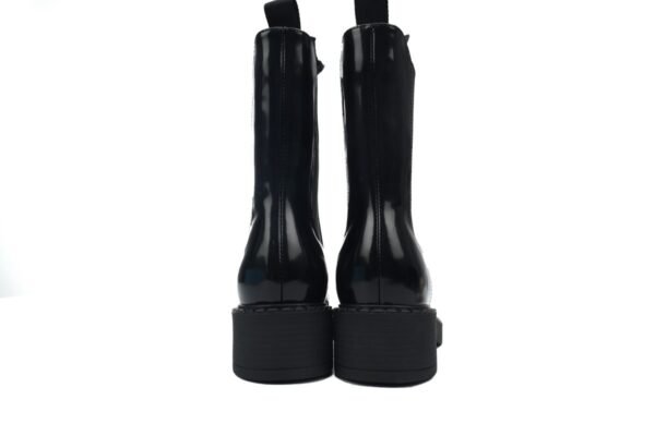 Prada Monolith patent leather booties black