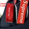 Supreme Satin Appliqué Hoodie Sweatshirt Navy Blue