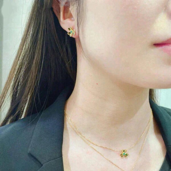 [Eternal Jewelry]FRIVOLE  FLOWER MALACHITE EARRINGS