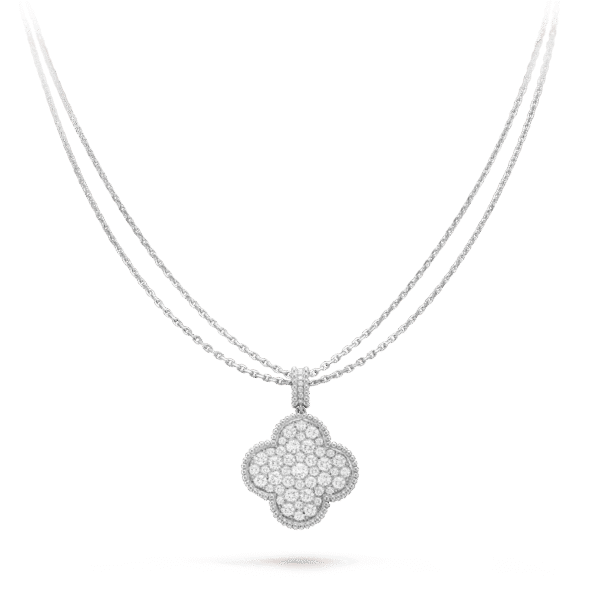 [Eternal Jewelry]CLOVER 25MM SILVER FULL DIAMOND BIG CLOVER NECKLACE