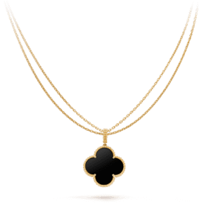 [Eternal Jewelry]CLOVER 25MM GOLD ONYX BIG CLOVER NECKLACE