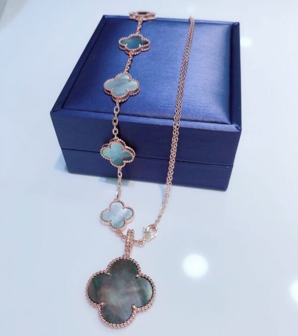 [Eternal Jewelry]COMBINED BRACELET 5 MOTIFS AND NECKLACE DARK MOP ROSE GOLD