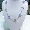 [Eternal Jewelry]CLOVER 10 MOTIFS CHALCEDONY DIAMONDS SILVER NECKLACE