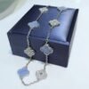 [Eternal Jewelry]CLOVER 10 MOTIFS CHALCEDONY DIAMONDS SILVER NECKLACE