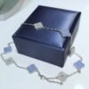 [Eternal Jewelry]CLOVER 10 MOTIFS CHALCEDONY DIAMONDS SILVER NECKLACE
