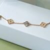 [Eternal Jewelry]CLOVER 5 MOTIFS DARK MOP AND DIAMONDS PINK GOLD BRACELET