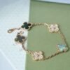 [Eternal Jewelry]CLOVER 5 MOTIFS DARK MOP AND DIAMONDS PINK GOLD BRACELET