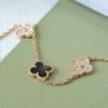 [Eternal Jewelry]CLOVER 5 MOTIFS DARK MOP AND DIAMONDS PINK GOLD BRACELET